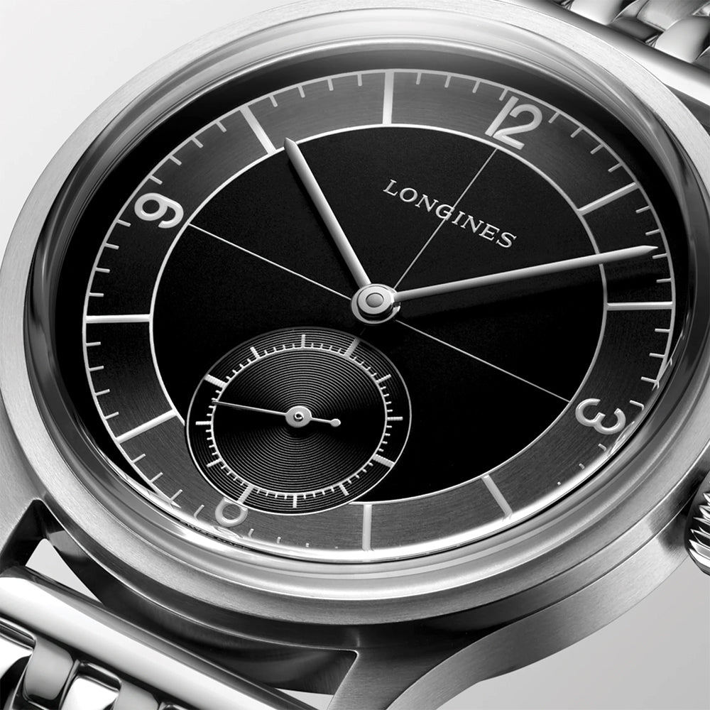 longines Heritage Classic Sector Dial 38.5mm - Black on Bracelet