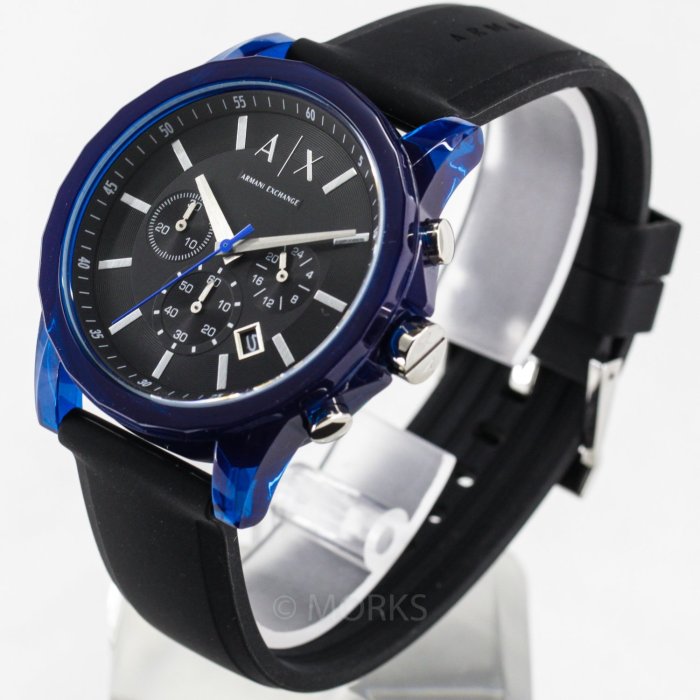Armani Exchange Outerbanks AX1339 Men's Chronograph Watch – Black Dial with Black Silicone Strap