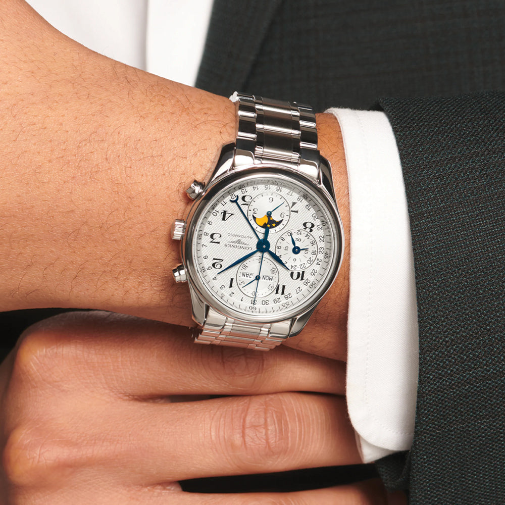 longines Master Collection Chronograph Moonphase 40mm - Silver on Bracelet