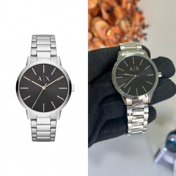 Armani Exchange Cayde AX2700 Men's Analog Watch – Black Dial with Silver Stainless Steel Bracelet