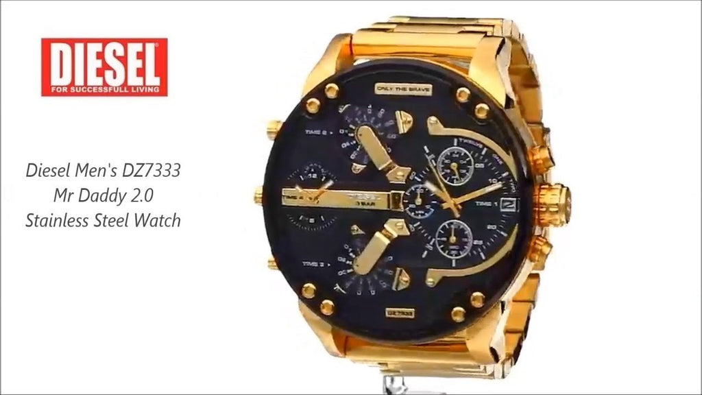 Diesel DZ7333 Mr. Daddy 2.0 Chronograph Men's Watch – Black Dial & Gold Stainless Steel Strap